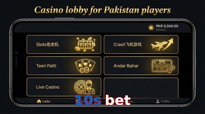 Lobby view of 10S Bet for Pakistan users